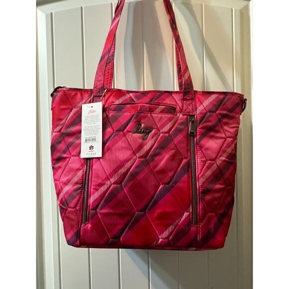 LUG Rally Tote Bag NWT - Berry Plaid - Picture 5 of 7